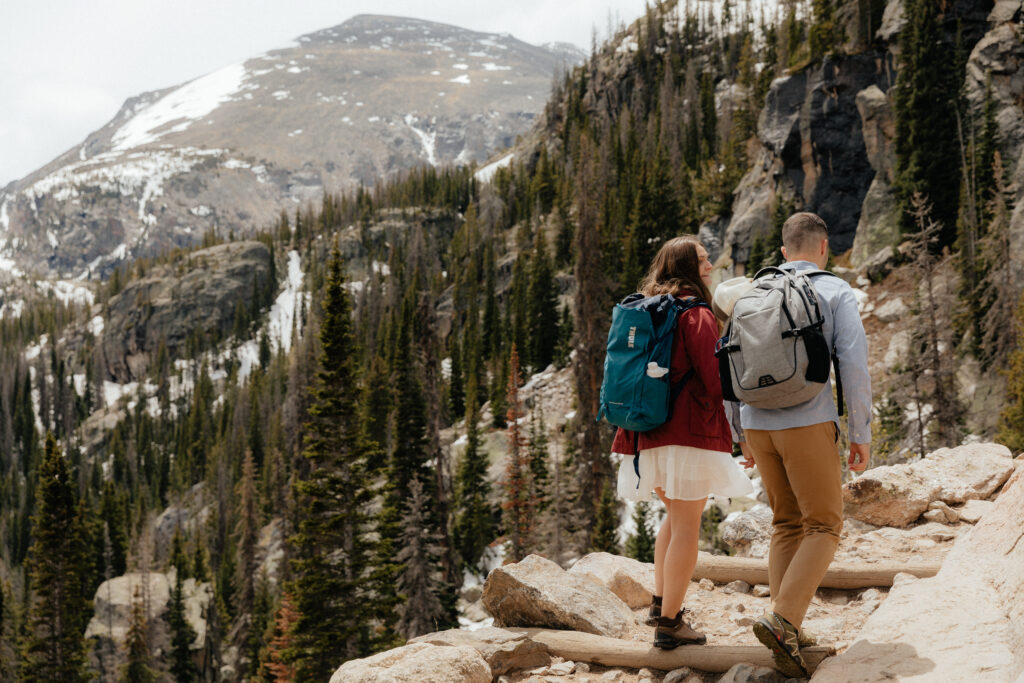 Dream Lake Engagement Photos Rocky Mountain National Park Colorado Wedding Photographer