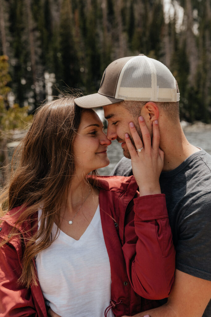 Dream Lake Engagement Photos Rocky Mountain National Park Colorado Wedding Photographer