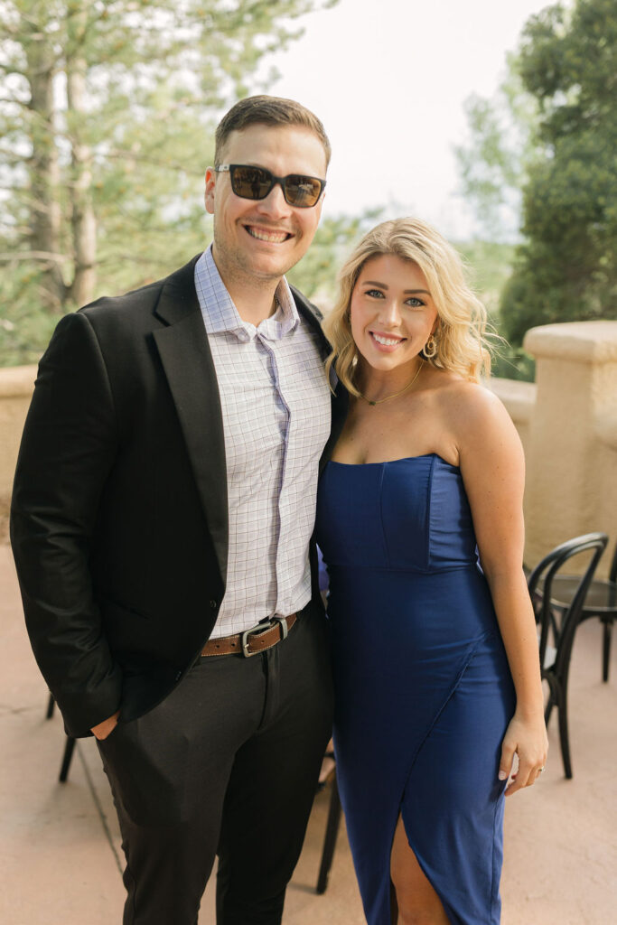 Couple posing during cocktail hour at Villa Parker.