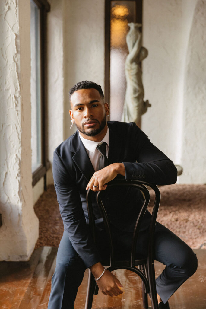 groom posing at Villa Parker Wedding venue