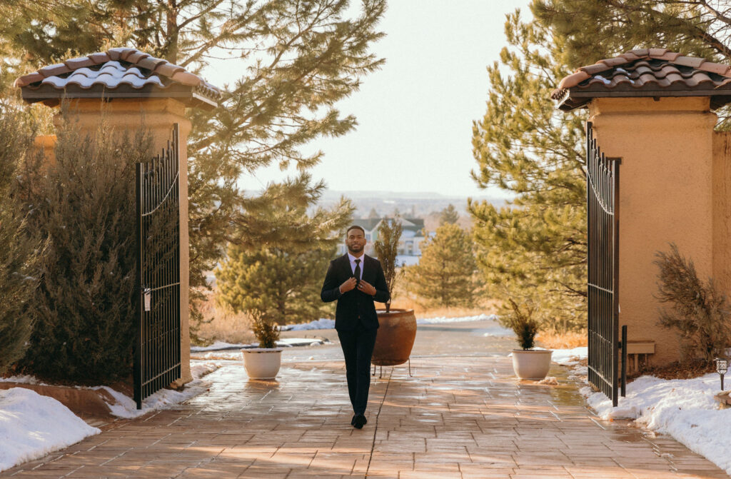 groom outside at Villa Parker Wedding venue