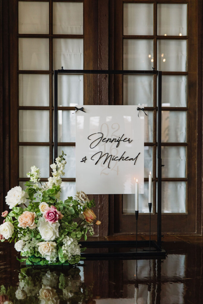 couples signage at denver wedding venue