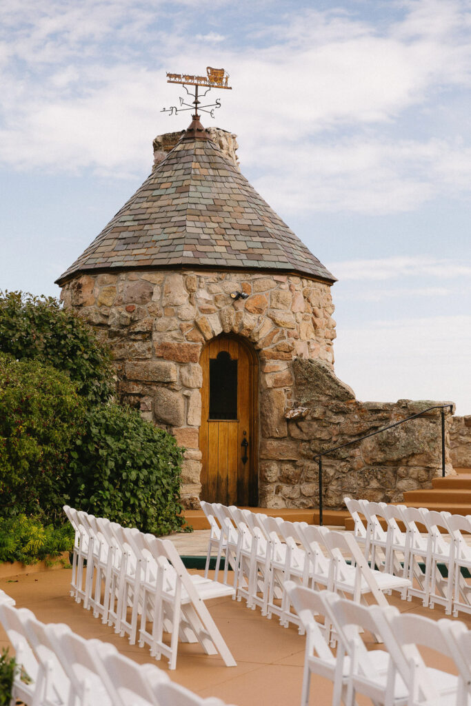 ceremony setup at cherokee ranch and castle wedding venue