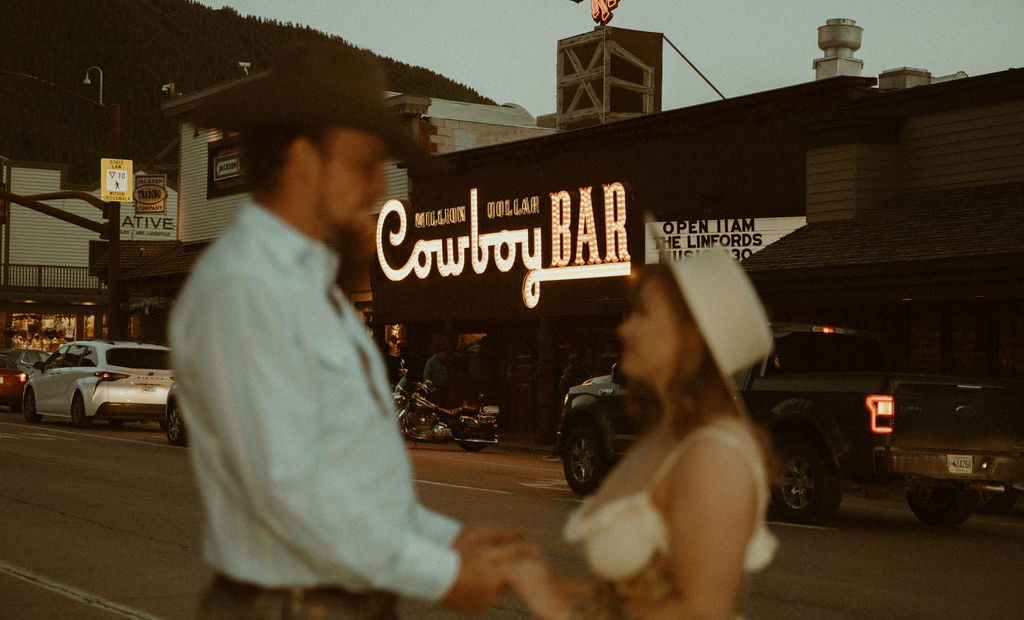 Jackson Hole Engagement Session at the Million Dollar Cowboy Bar