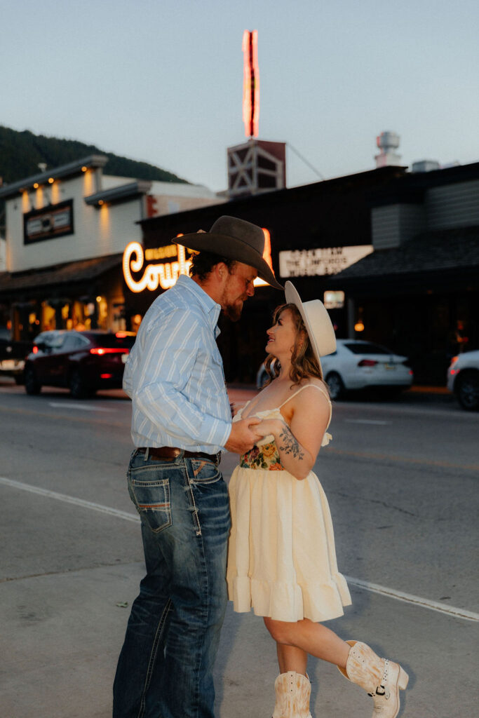 Jackson Hole Engagement Session at the Million Dollar Cowboy Bar