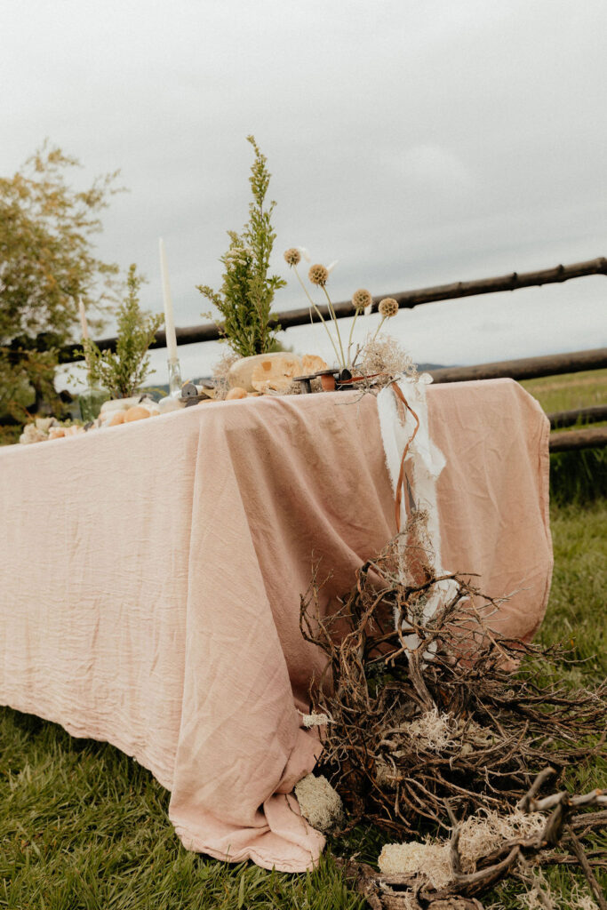 Ethereal, earthy mushroom wedding theme at Diamond Cross Ranch in Wyoming 