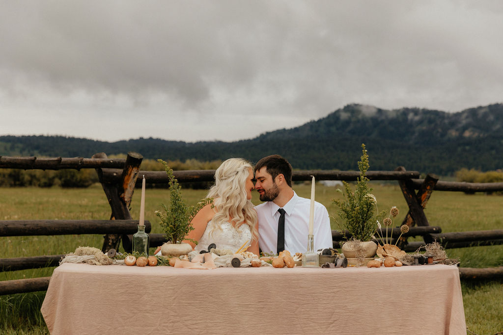 Ethereal, earthy mushroom wedding theme at Diamond Cross Ranch in Wyoming 