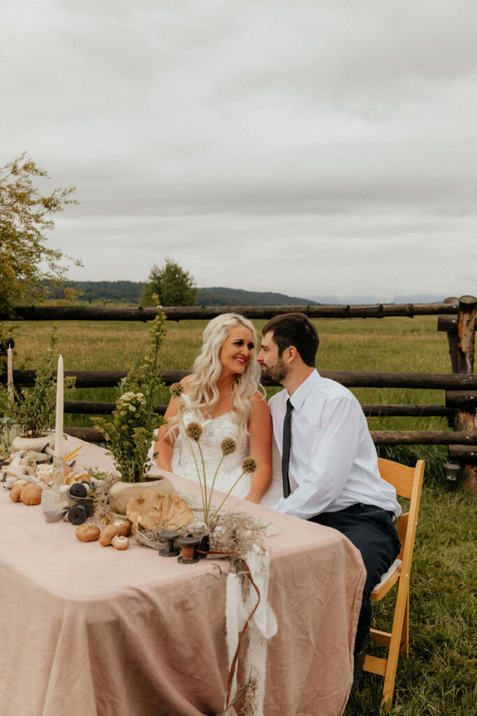 Ethereal, earthy mushroom wedding theme at Diamond Cross Ranch in Wyoming 