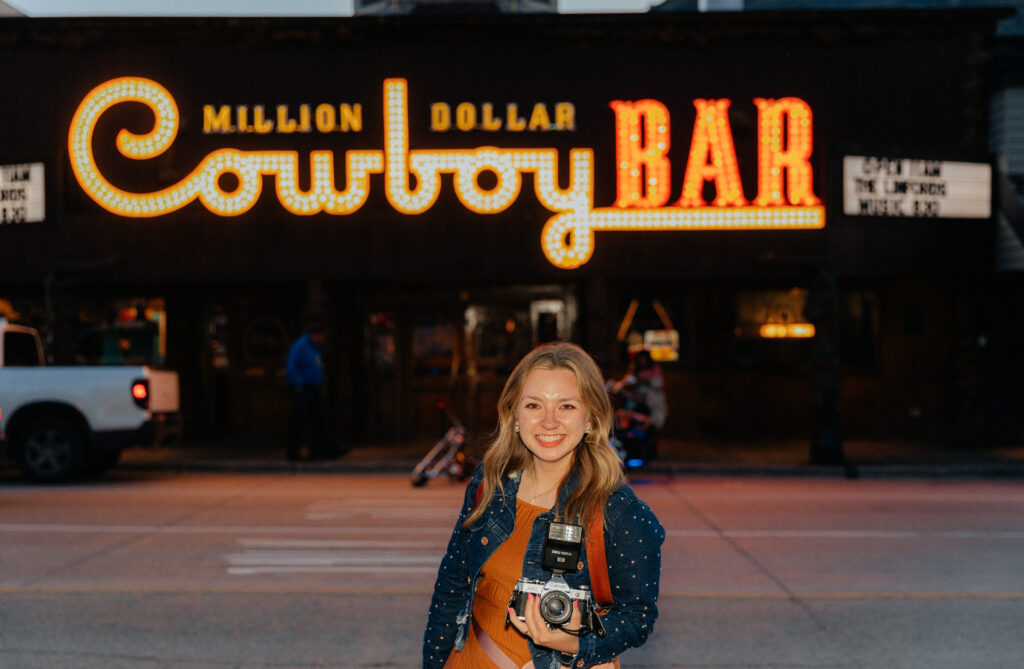 Jackson Hole Wedding Photographer capturing an Engagement Session at the Million Dollar Cowboy Bar