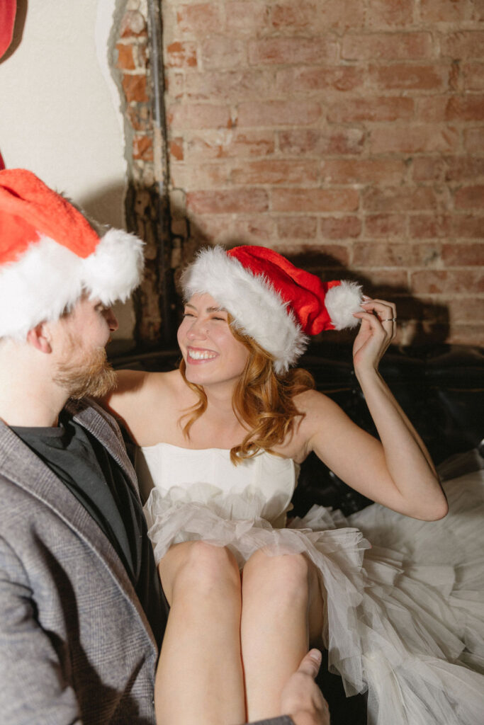 Vintage cocktail bar engagement photos in Denver