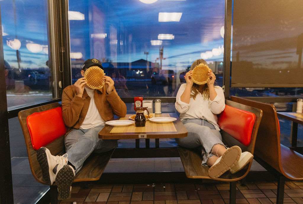 Adorable Photo from a Waffle House Engagement Session captured by Mrs. Ferree Photography