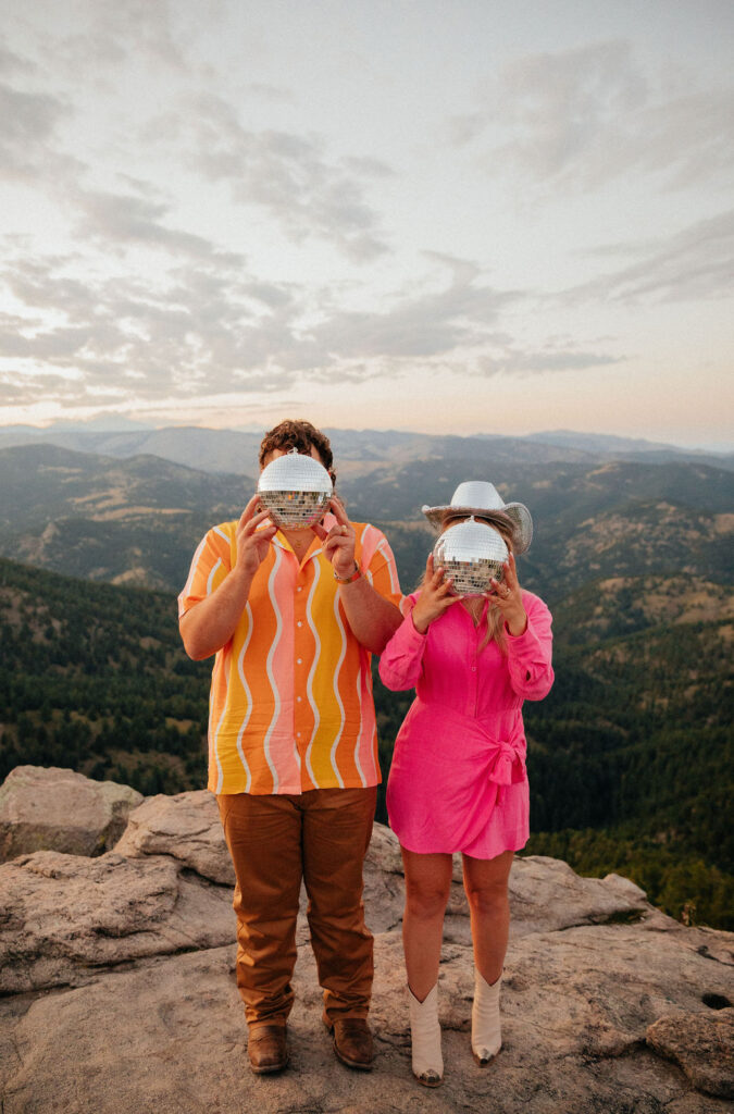 groovy disco engagement session boulder, CO lost gulch overlook 