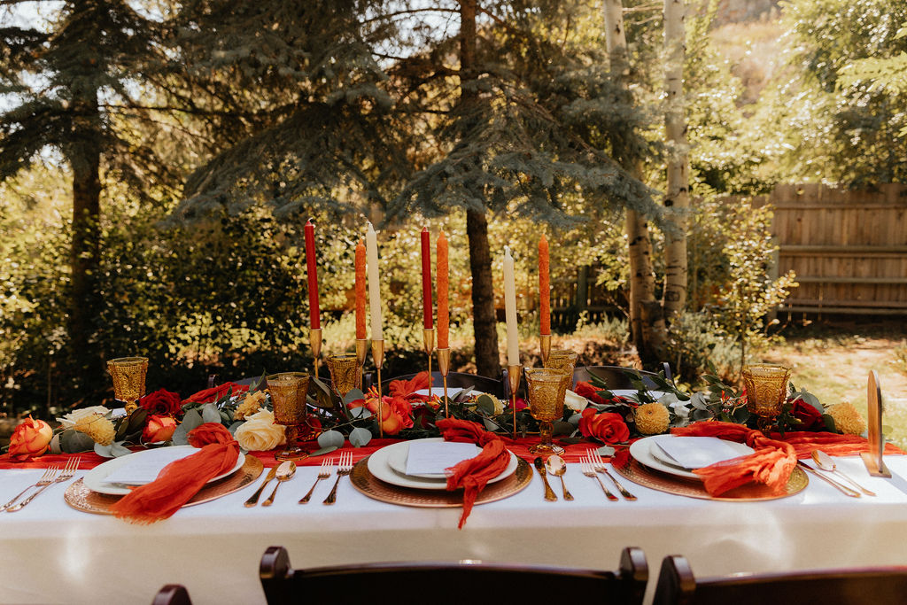 Gorgeous fall wedding decor at Copper Falls Wedding Venue in Loveland, Colorado