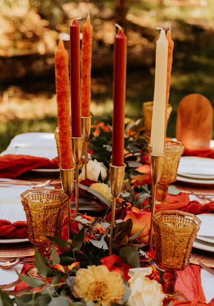 Gorgeous fall wedding decor at Copper Falls Wedding Venue in Loveland, Colorado