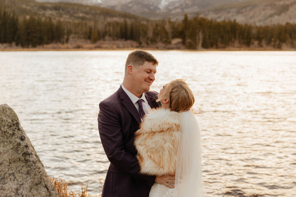 Adventure Elopement with dreamy backdrops and mountain views at Sprague Lake