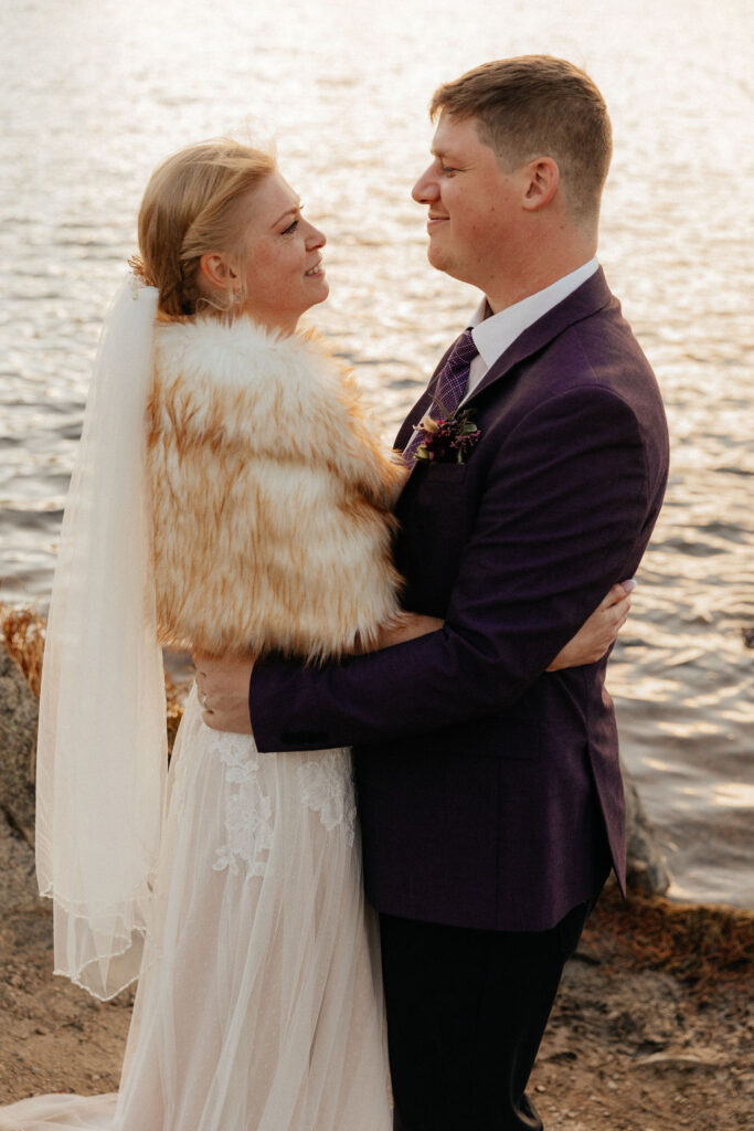 Wedding Photos with dreamy backdrops and mountain views at Sprague Lake