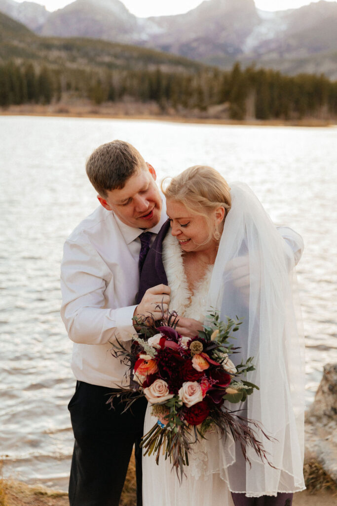 joyful, playful bride and groom portraits at sprague lake 