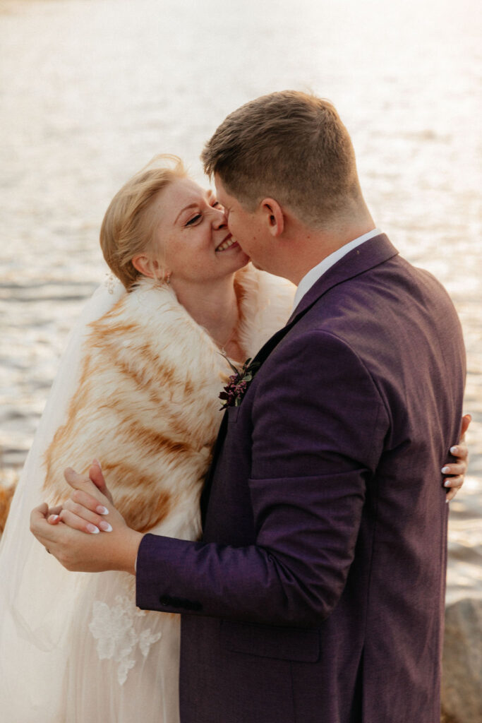 Wedding Photos with dreamy backdrops and mountain views at Sprague Lake