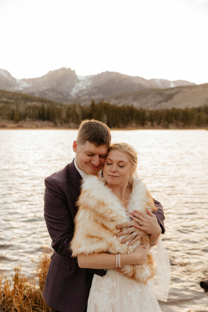 Adventure Elopement with dreamy backdrops and mountain views at Sprague Lake