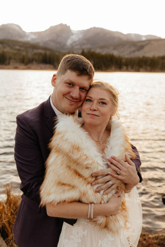 Adventure Elopement with dreamy backdrops and mountain views at Sprague Lake