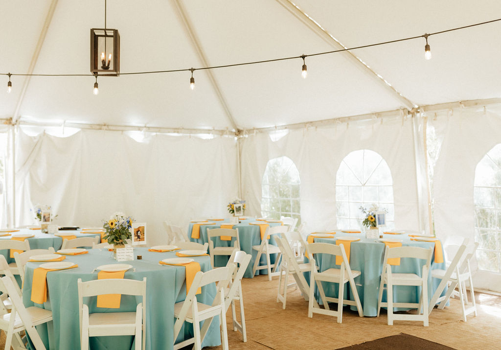 sunflower wedding reception decor at stone mountain lodge