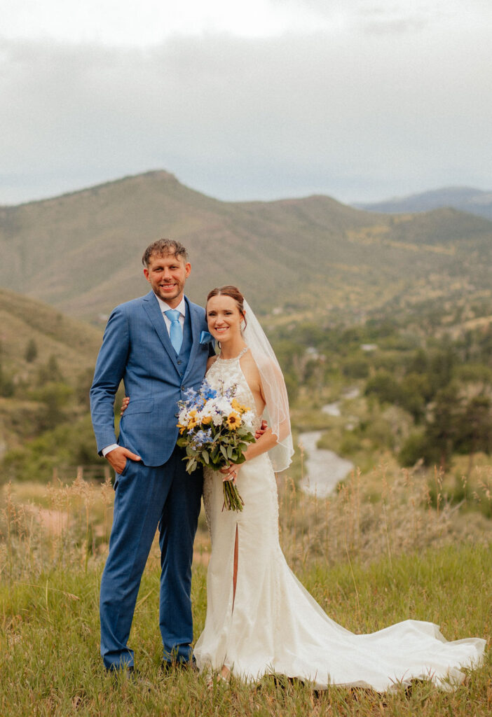 mountain portraits of a bride and groom at stone mountain lodge