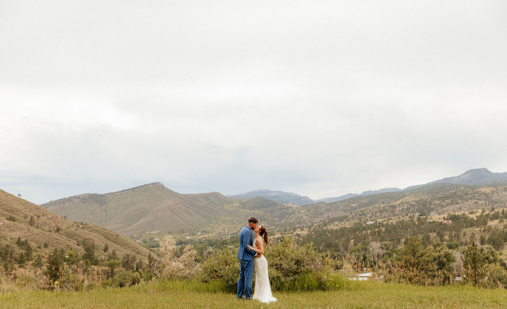 mountain portraits of a bride and groom at stone mountain lodge