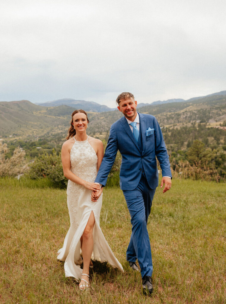 mountain portraits of a bride and groom at stone mountain lodge