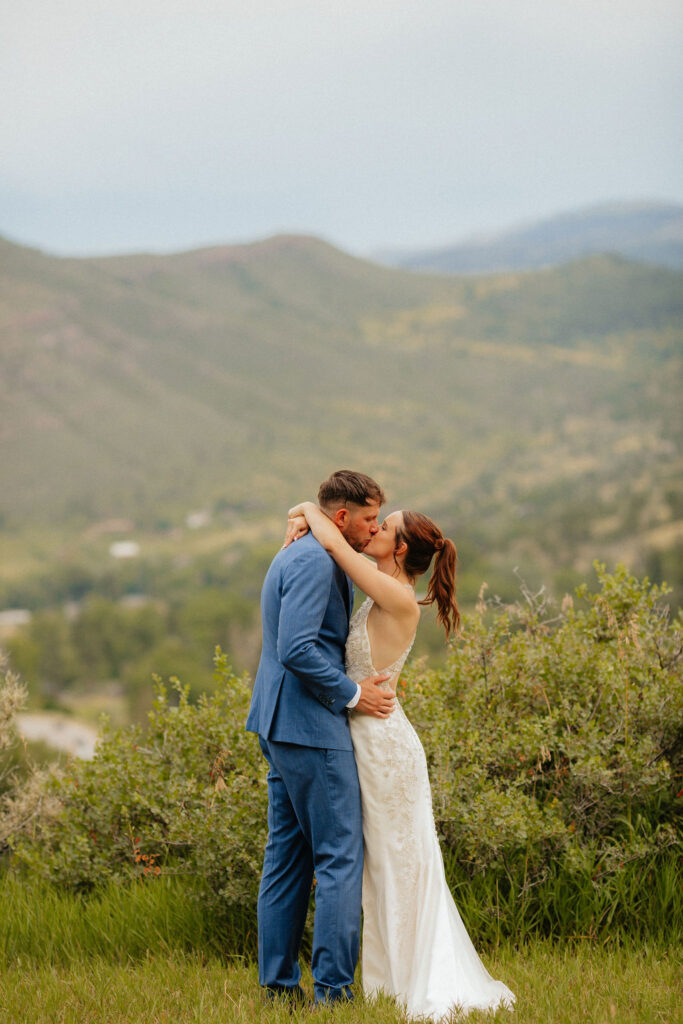 mountain portraits of a bride and groom at stone mountain lodge