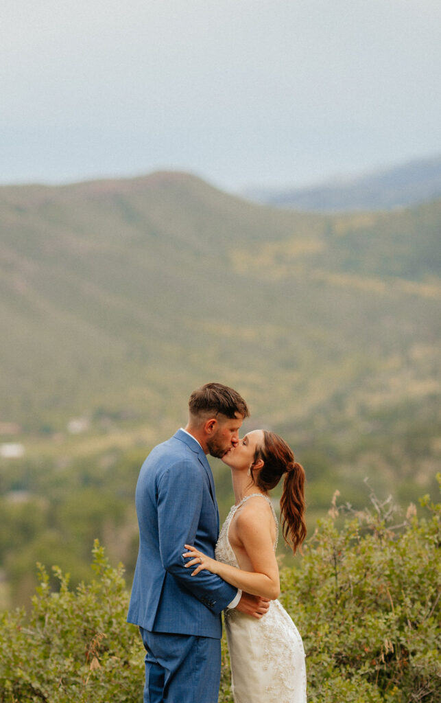 mountain portraits of a bride and groom at stone mountain lodge