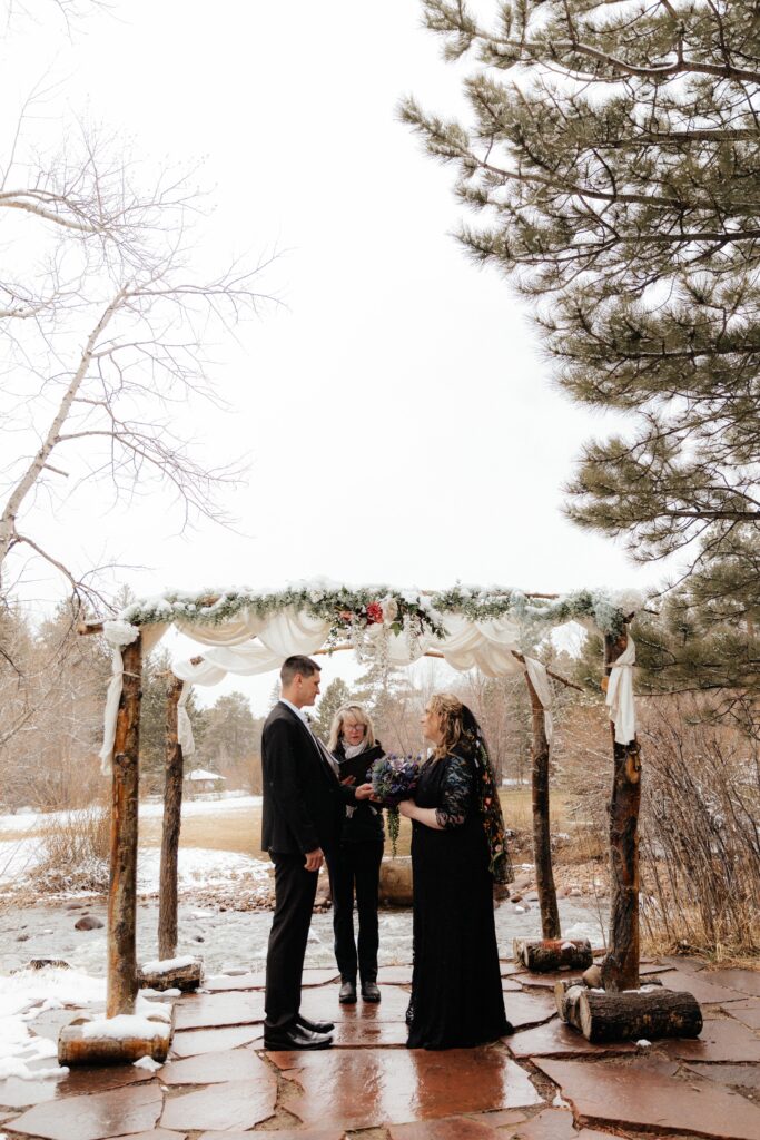 snowy mountain elopement at an estes park wedding venue