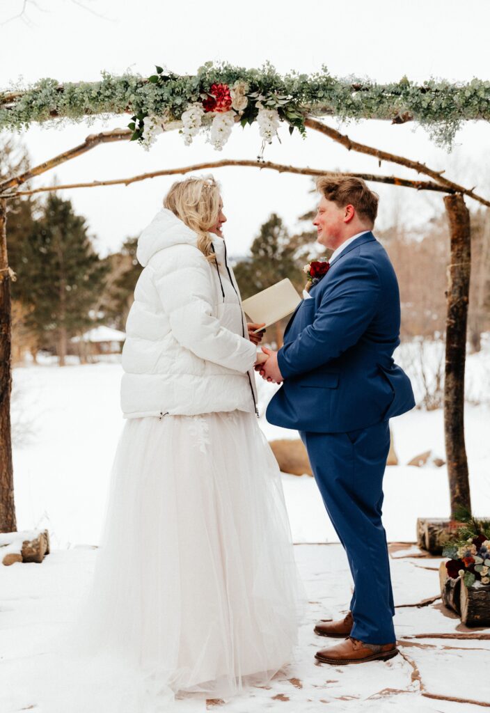 snowy mountain elopement at an estes park wedding venue