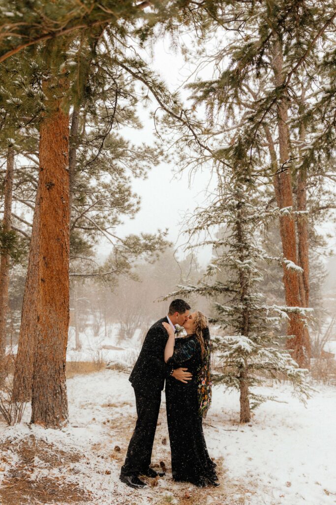 snowy mountain elopement at an estes park wedding venue