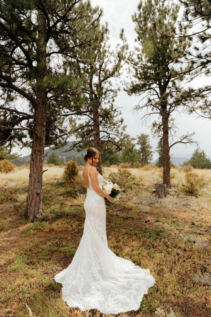 outdoor mountain bridal portrait