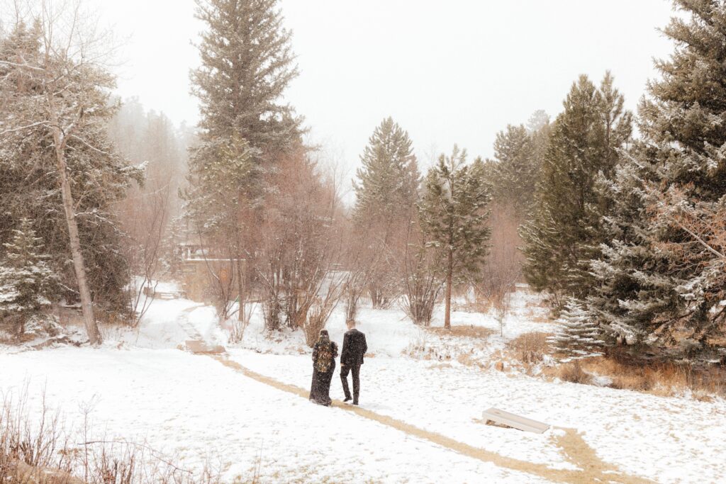 snowy mountain elopement at an estes park wedding venue