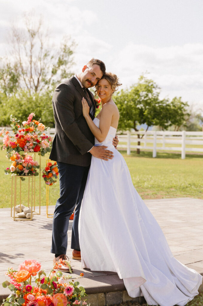 portrait of bride and groom at Yellowstone Ranch in Longmont, Colorado 