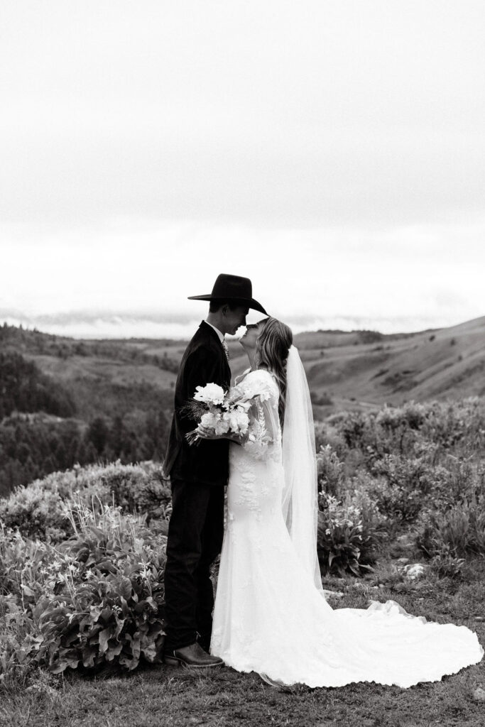 bride and groom jackson hole elopement at the wedding tree