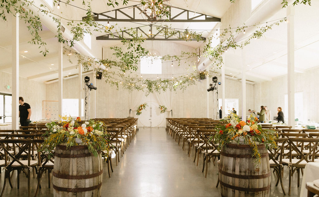 ceremony set up at woodlands, a light colorado mountain wedding venue