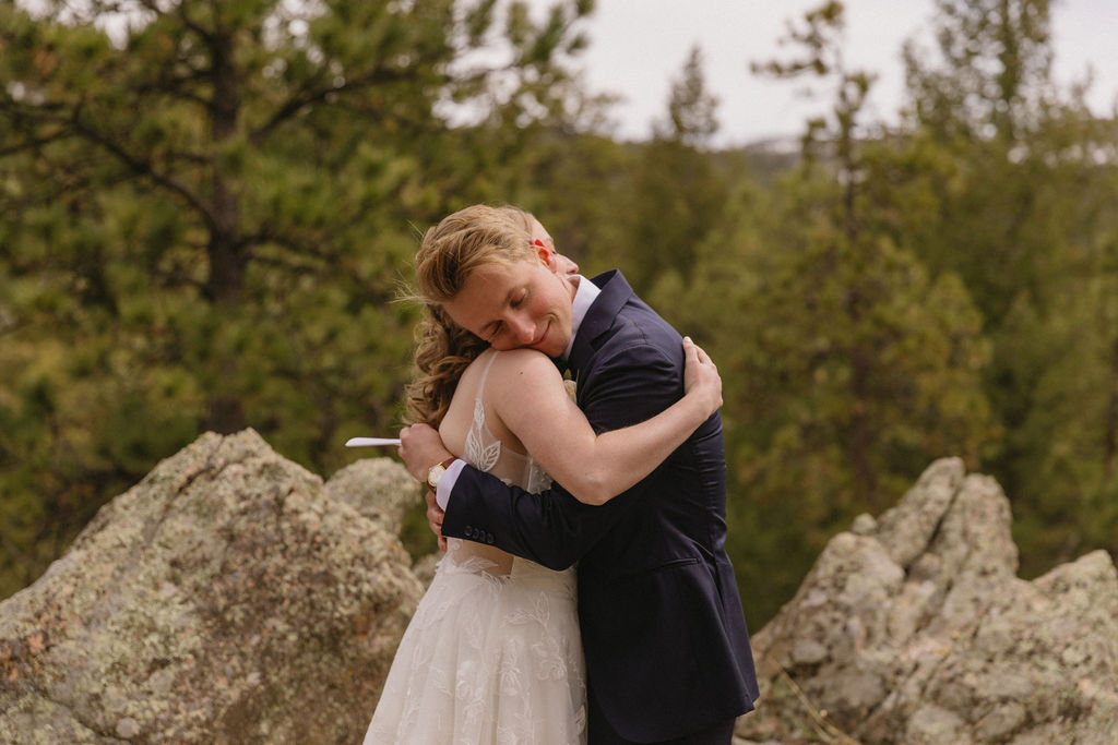 bride and groom exchanging private vows