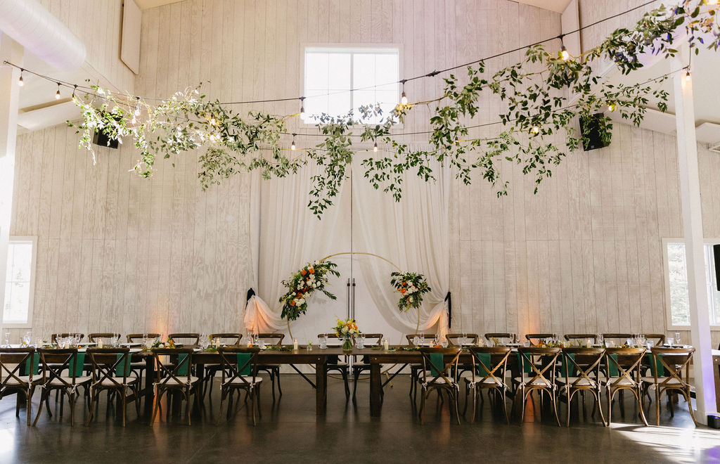 ceremony set up at woodlands, a light colorado mountain wedding venue