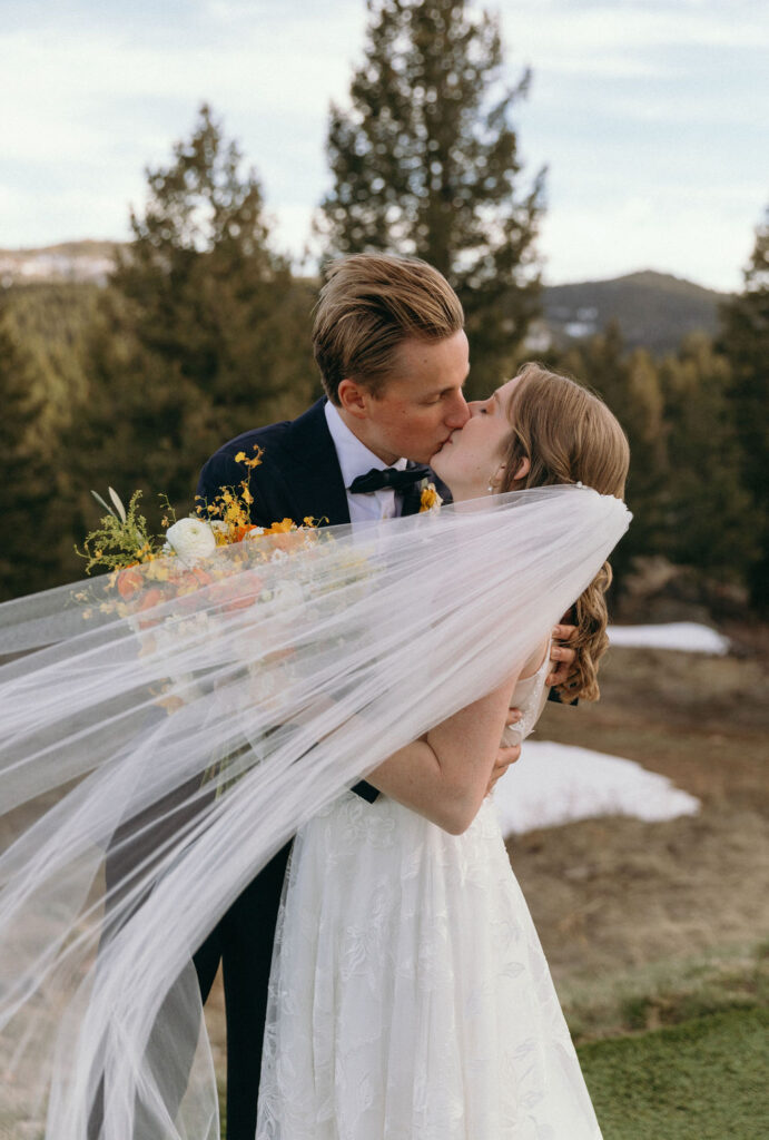 romantic and intimate summer bride and groom portraits in Colorado