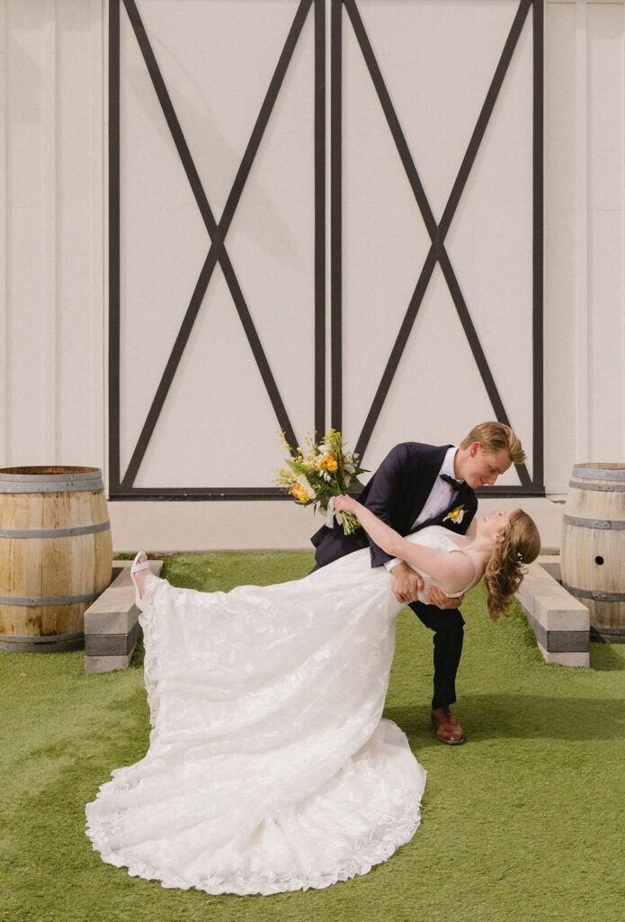 playful and candid bride and groom portraits outdoors