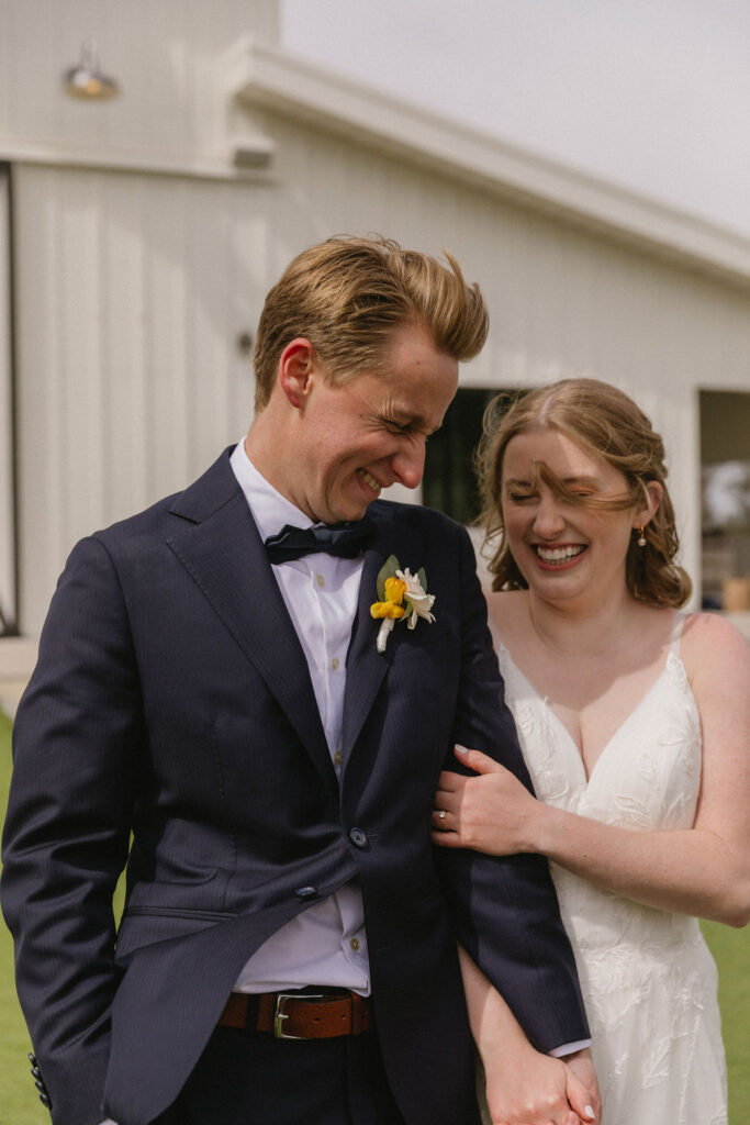 playful and candid bride and groom portraits outdoors