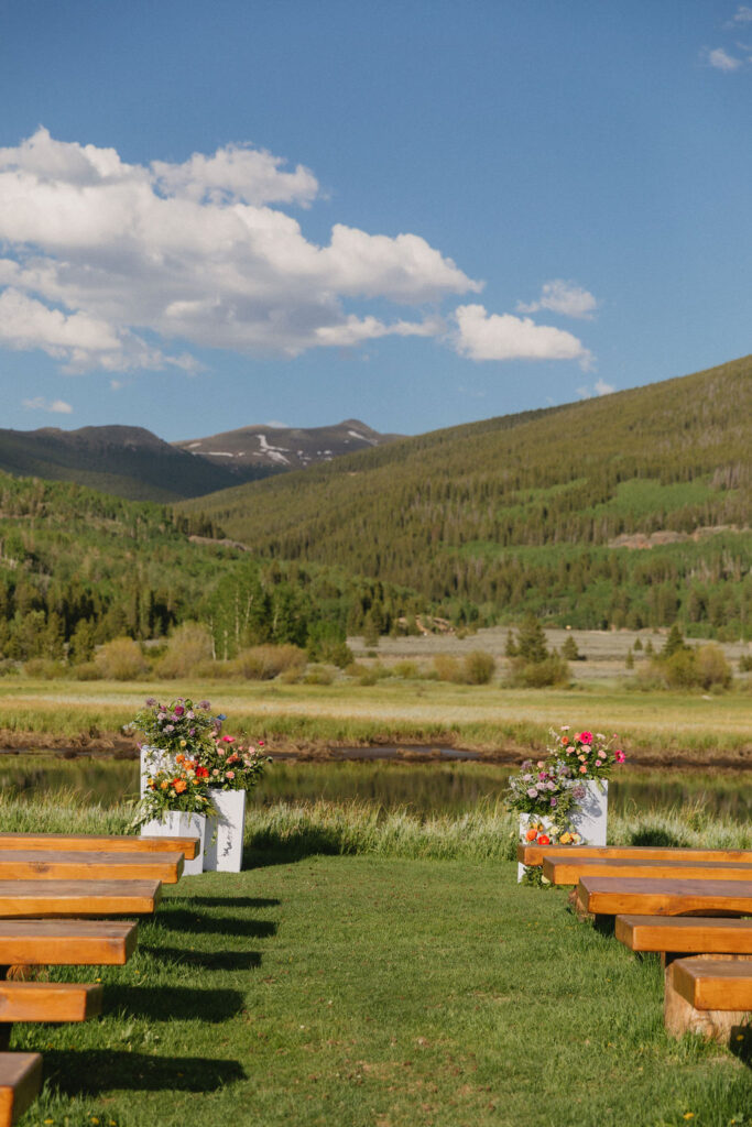 Camp hale wedding venue ceremony site in the mountains