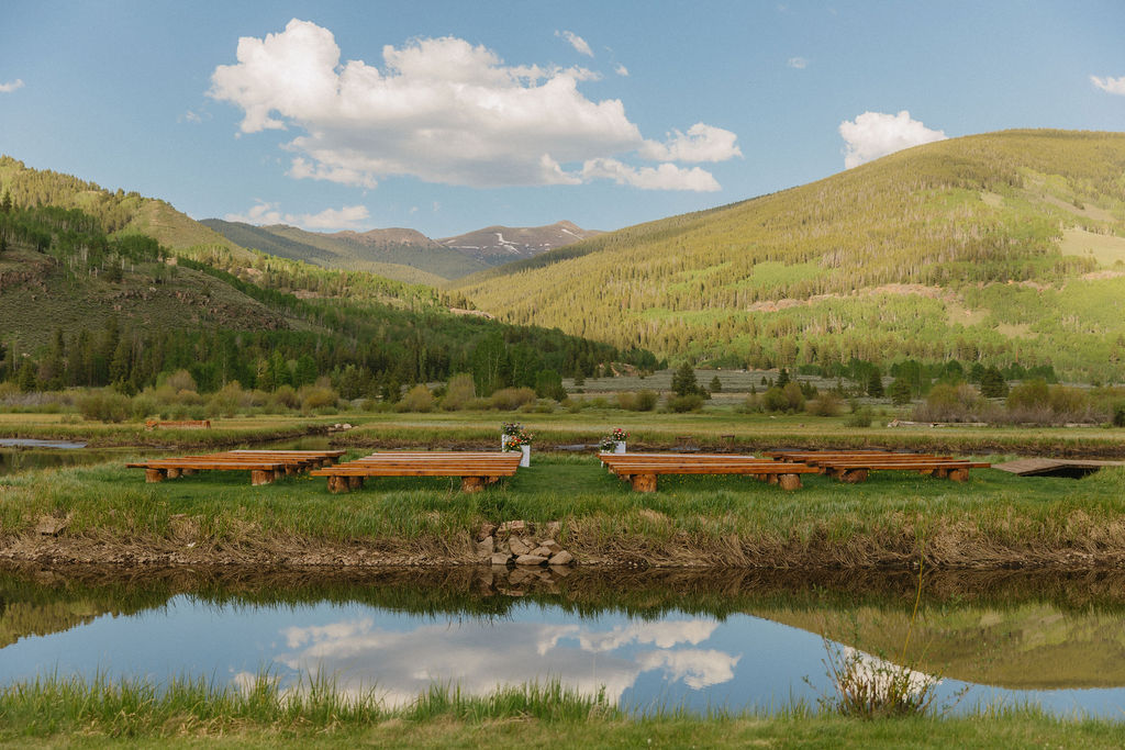 Camp hale wedding venue ceremony site in the mountains