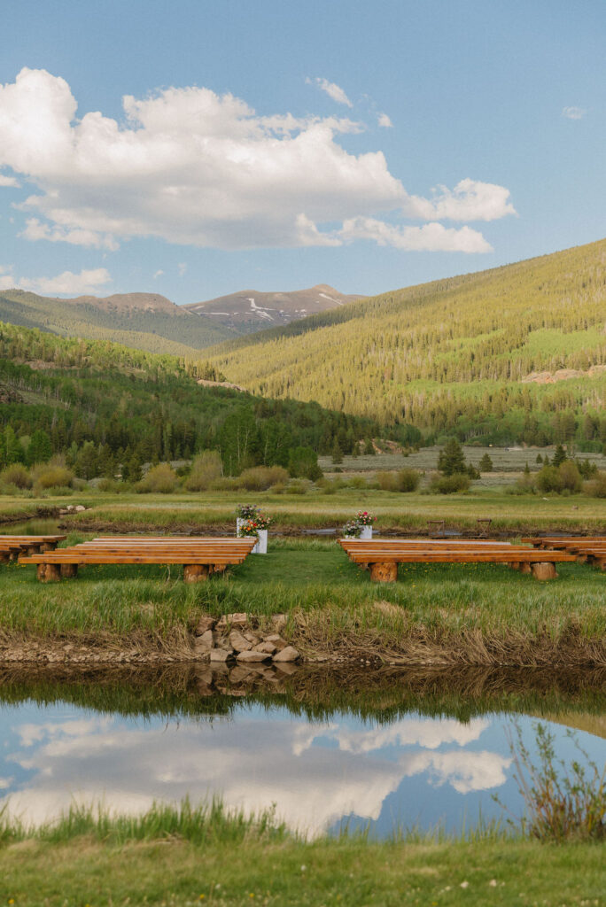 Camp hale wedding venue ceremony site in the mountains