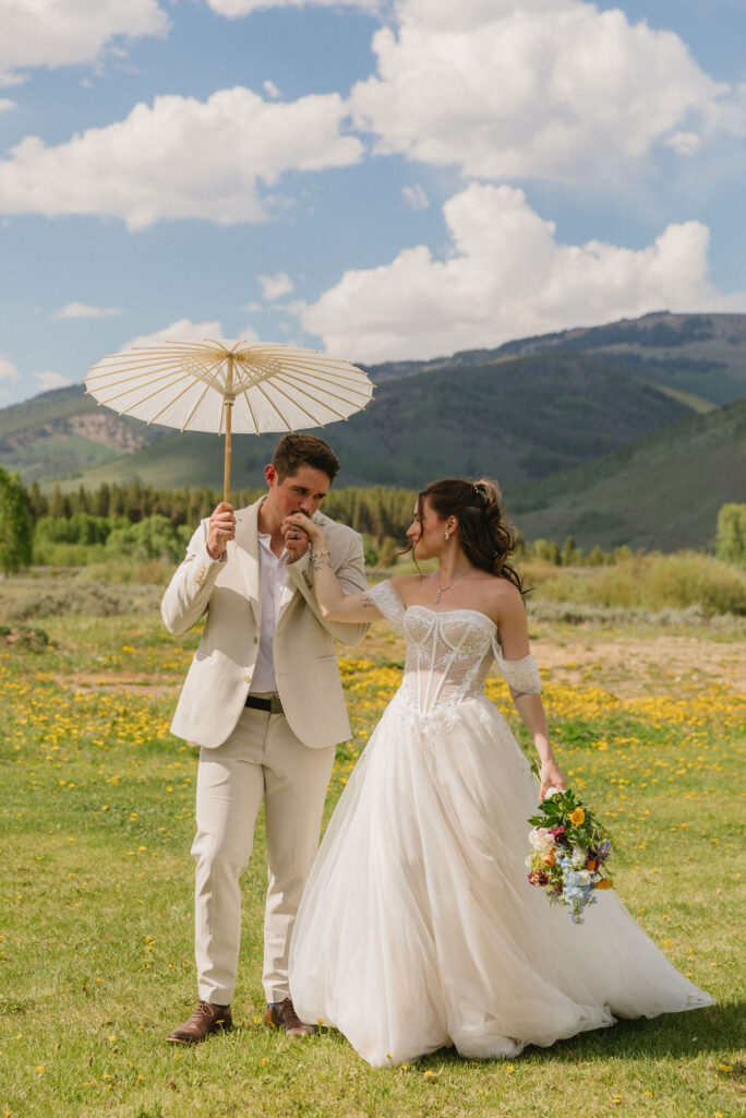 Camp Hale Wedding photos of bride and groom by mrs ferree photography