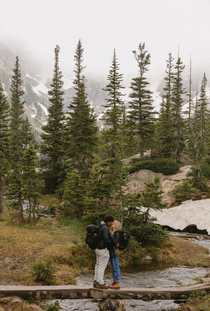 dreamy and romantic dream lake engagement photos at rocky mountain national park