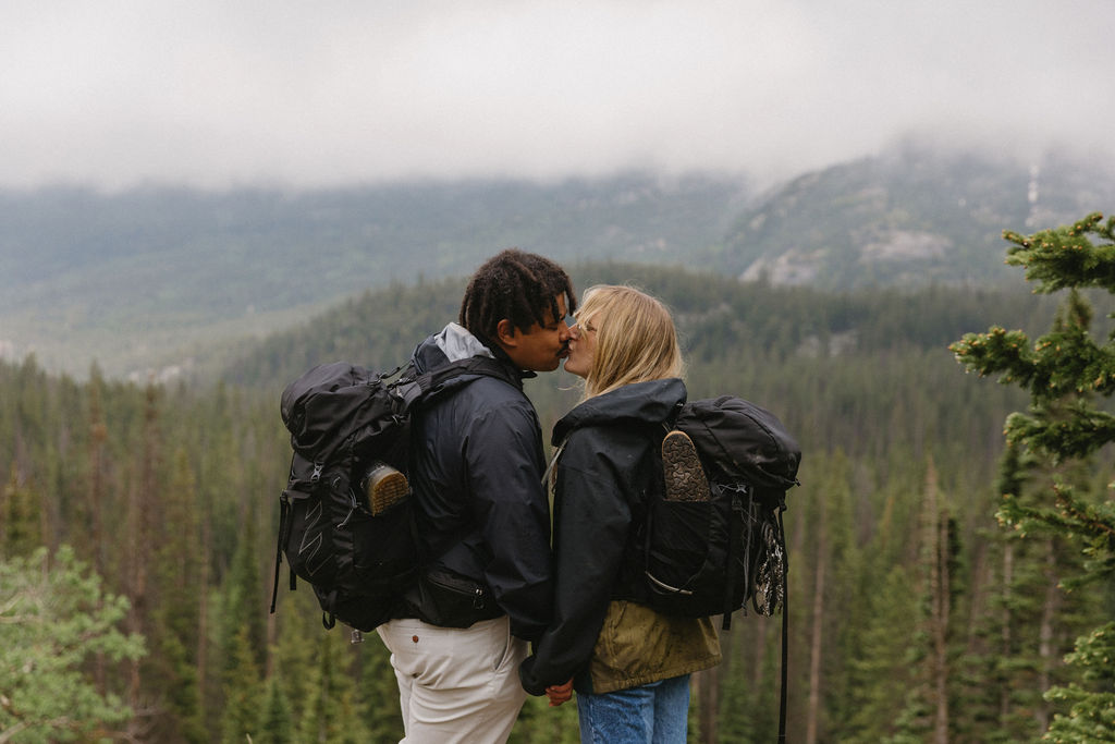 dreamy and romantic dream lake engagement photos at rocky mountain national park