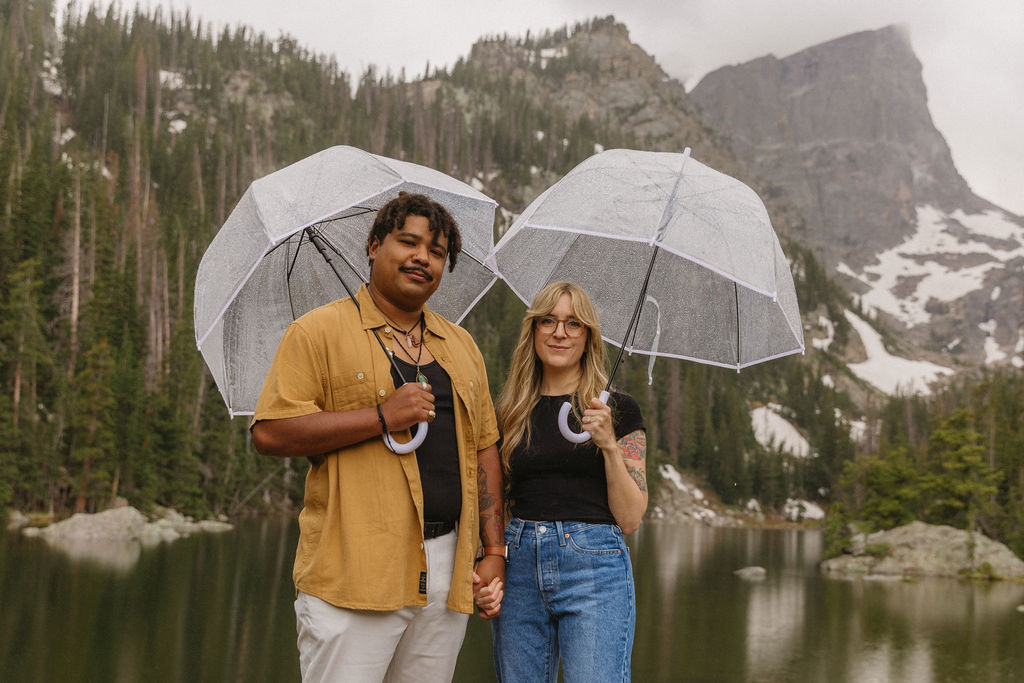 dreamy and romantic dream lake engagement photos at rocky mountain national park